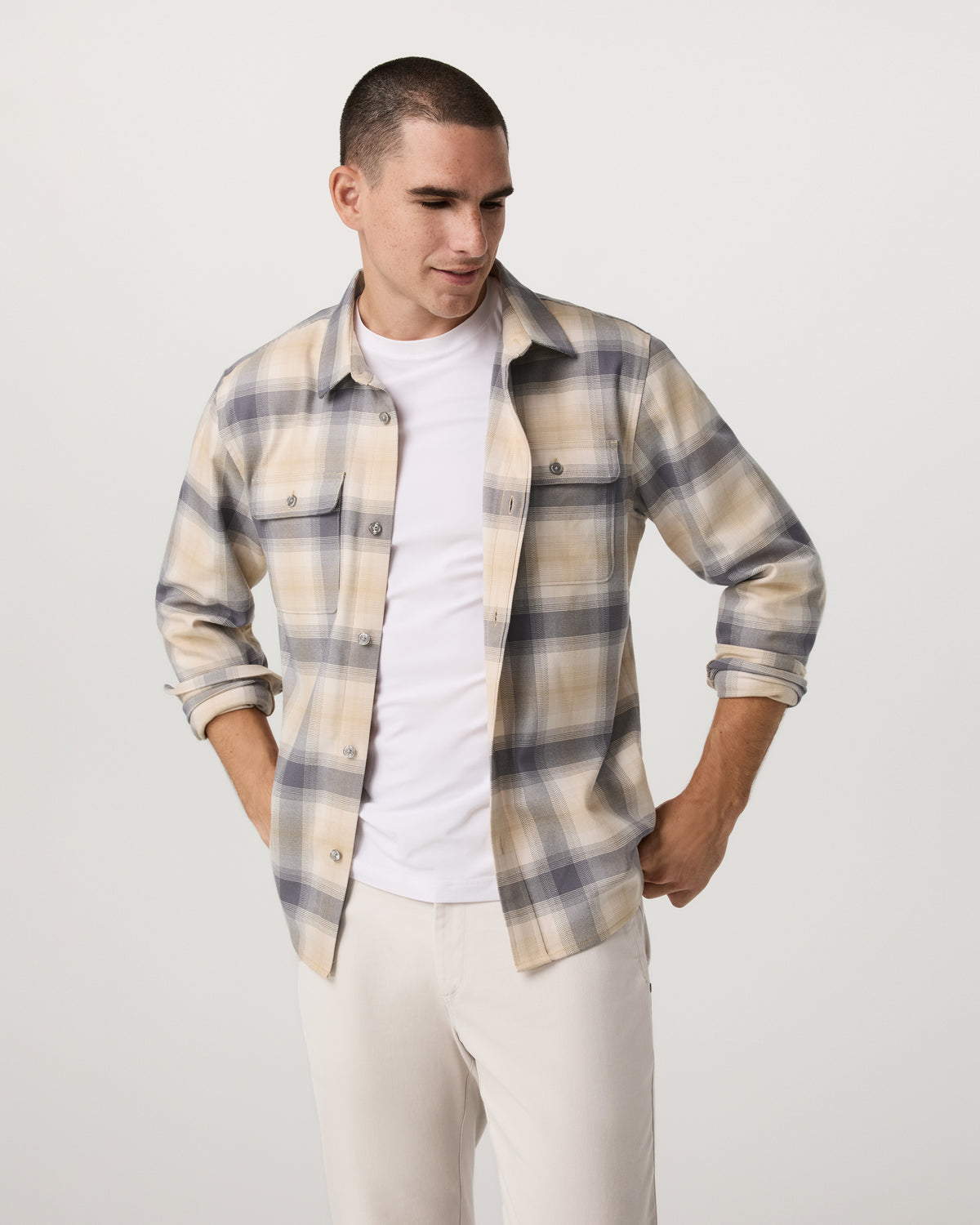 Long Sleeve Flannel Button Down Men's Cavern Grey Shirt | Vuori shop