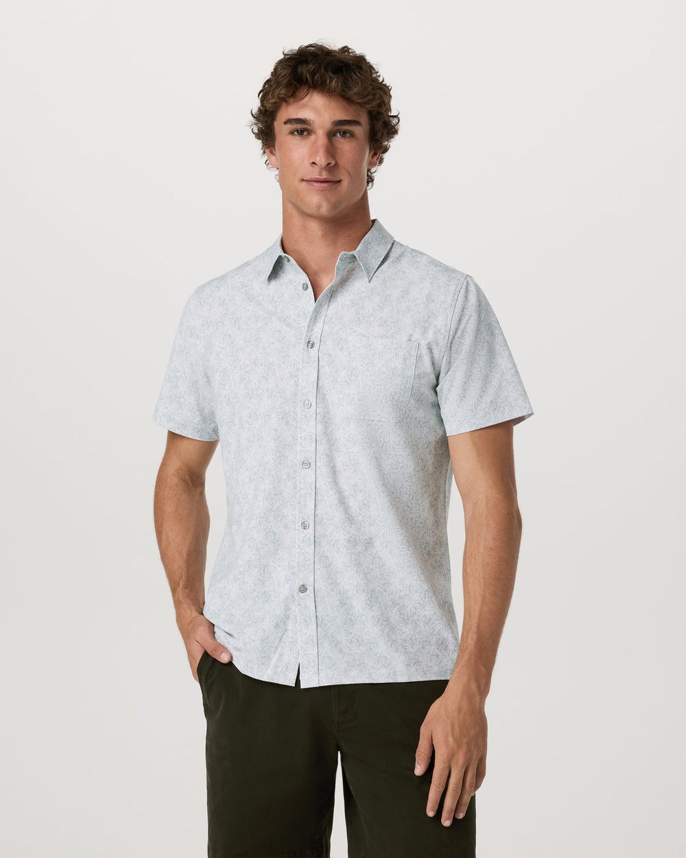 Short Sleeve Bridge Button Down Men's Frost Grey Shirt | Vuori sale