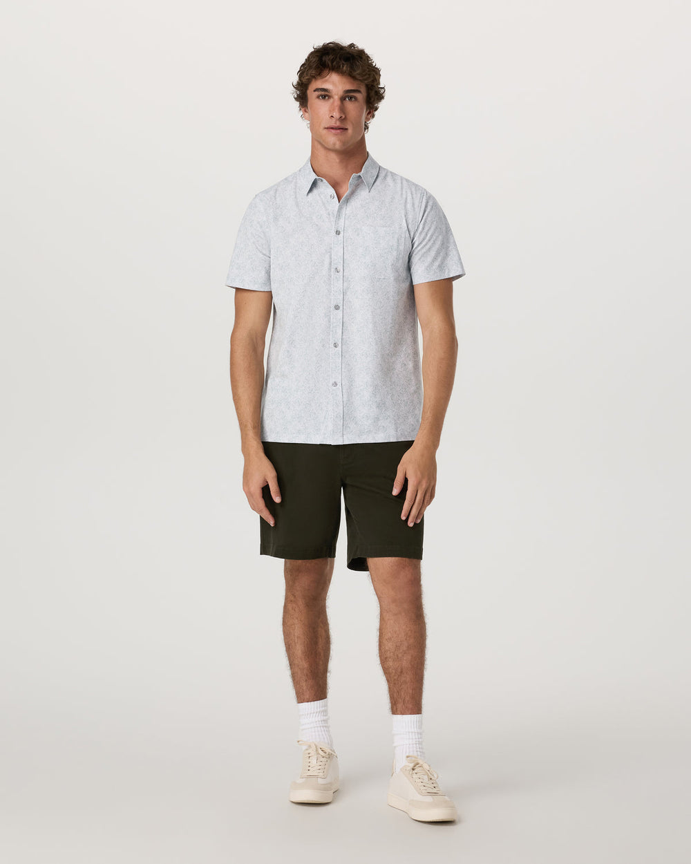 Short Sleeve Bridge Button Down Men's Frost Grey Shirt | Vuori sale
