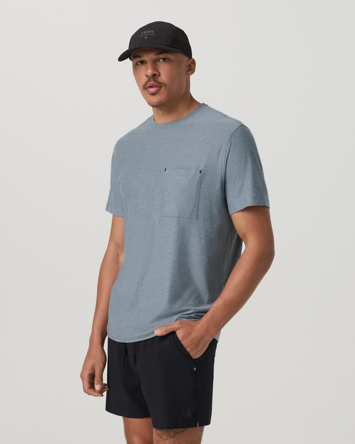 Short Sleeve Strato Pocket Tee-Relaxed Fit Dusty Blue Heather | Vuori online