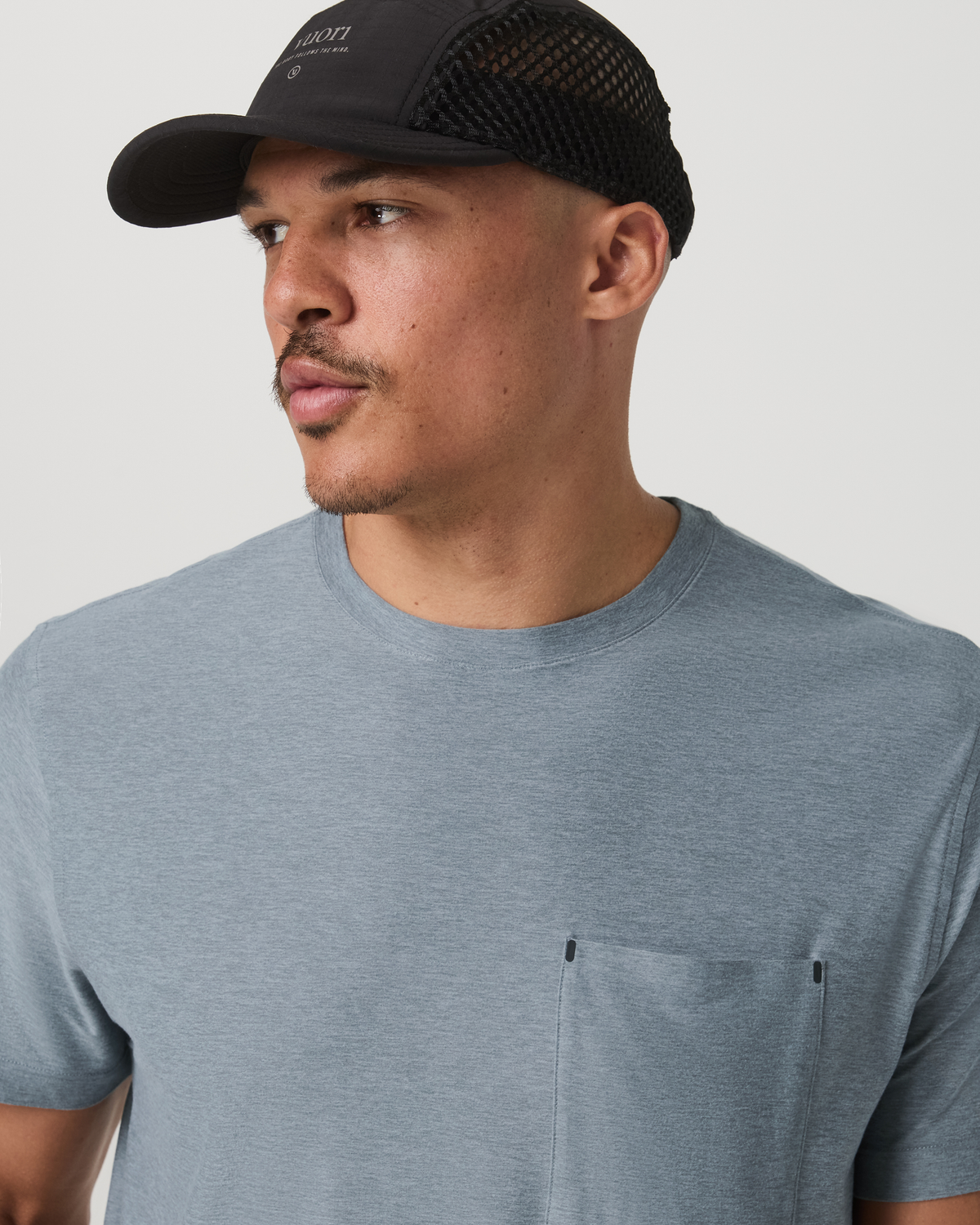 Short Sleeve Strato Pocket Tee-Relaxed Fit Dusty Blue Heather | Vuori online