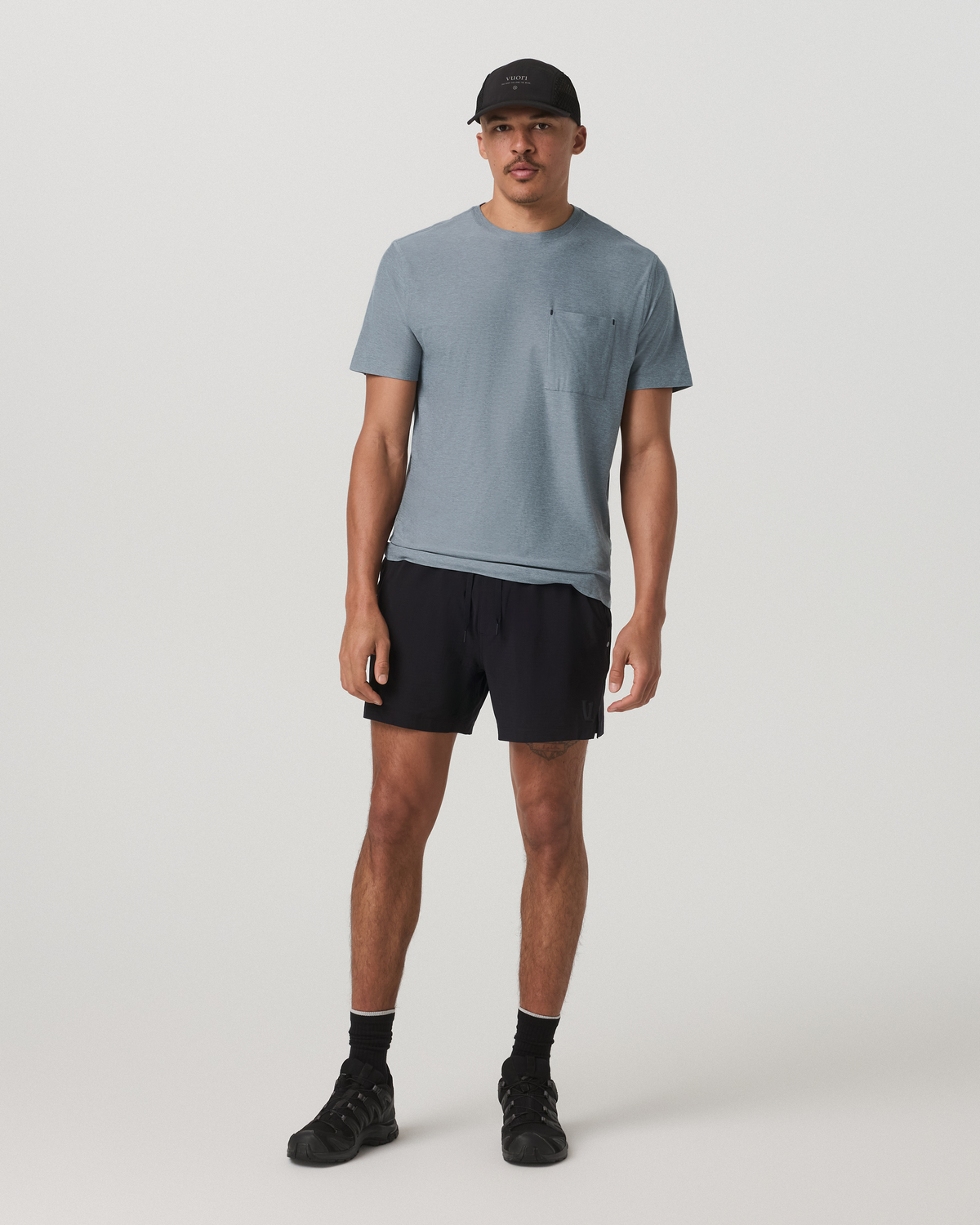 Short Sleeve Strato Pocket Tee-Relaxed Fit Dusty Blue Heather | Vuori online