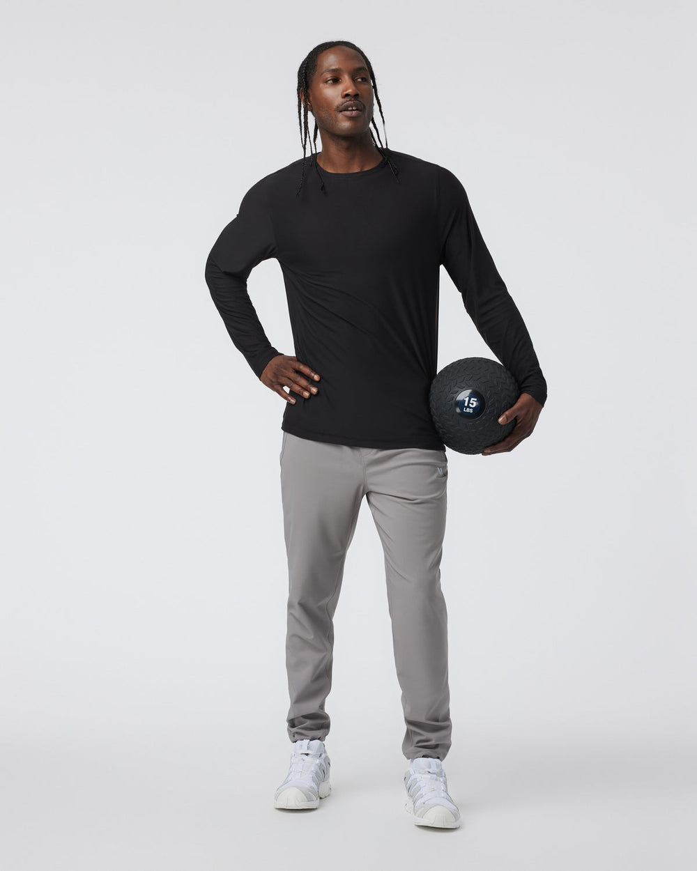 Long Sleeve Strato Tech Tee Men's Black Shirt | Vuori shop