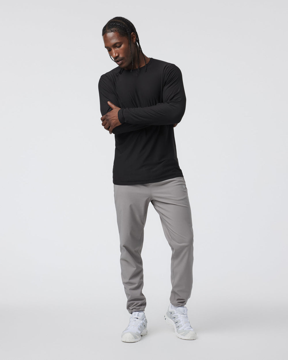Long Sleeve Strato Tech Tee Men's Black Shirt | Vuori shop