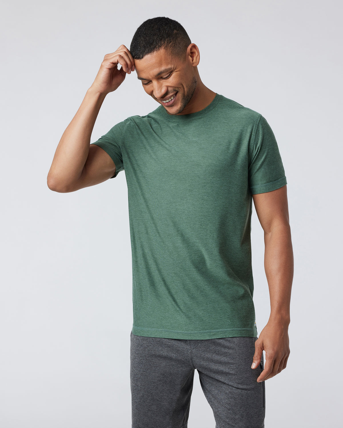 Strato Tech Tee Men's Sea Pine Heather Workout Shirt | Vuori online
