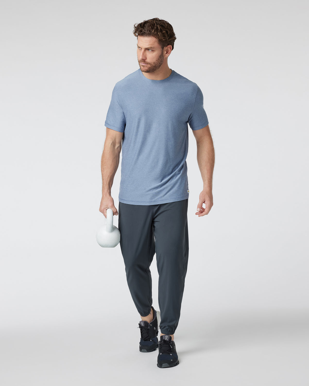 Strato Tech Tee Men's Chambray Heather Workout Shirt | Vuori online
