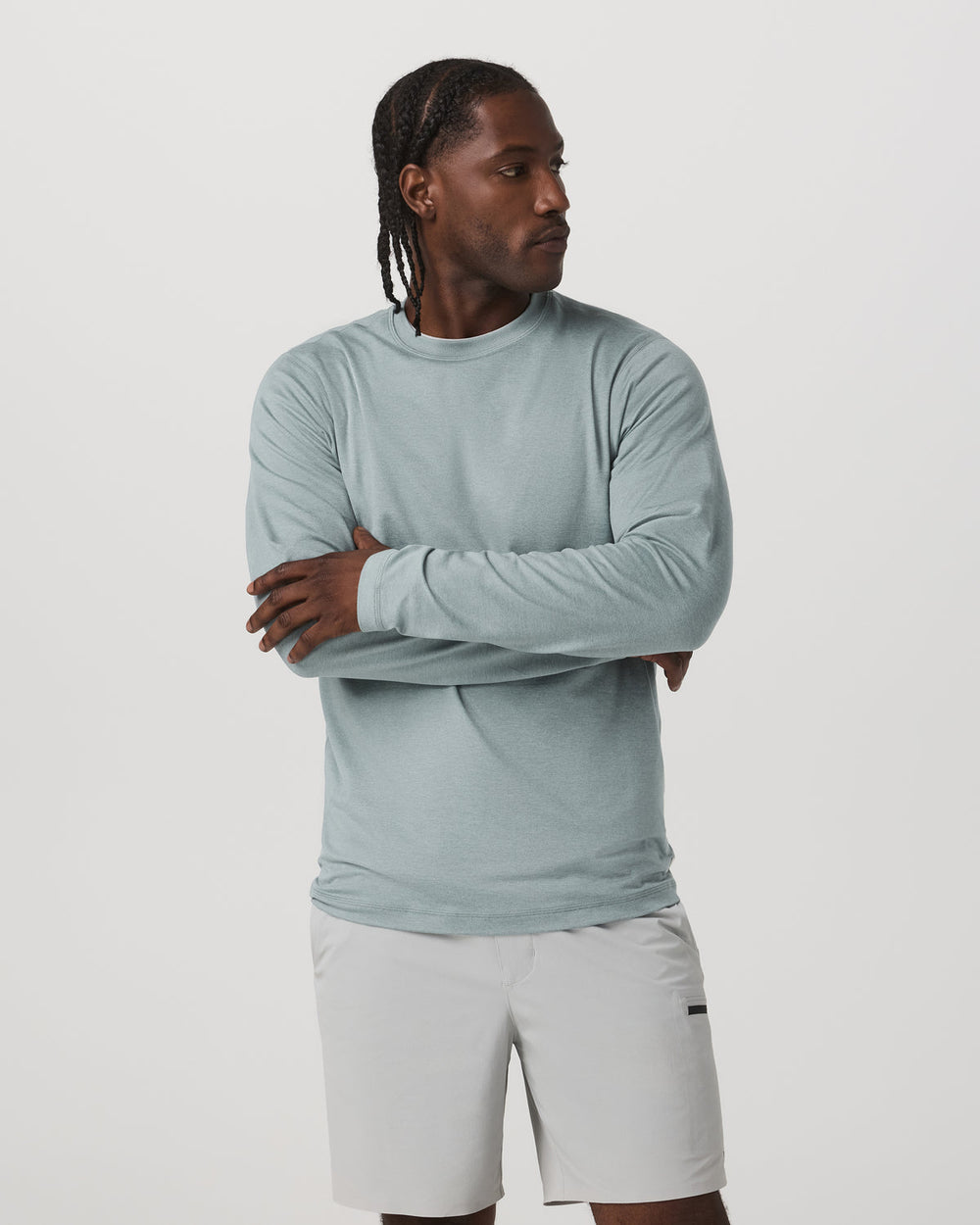 Long Sleeve Ponto Performance Tee Misty Blue Heather | Vuori sale