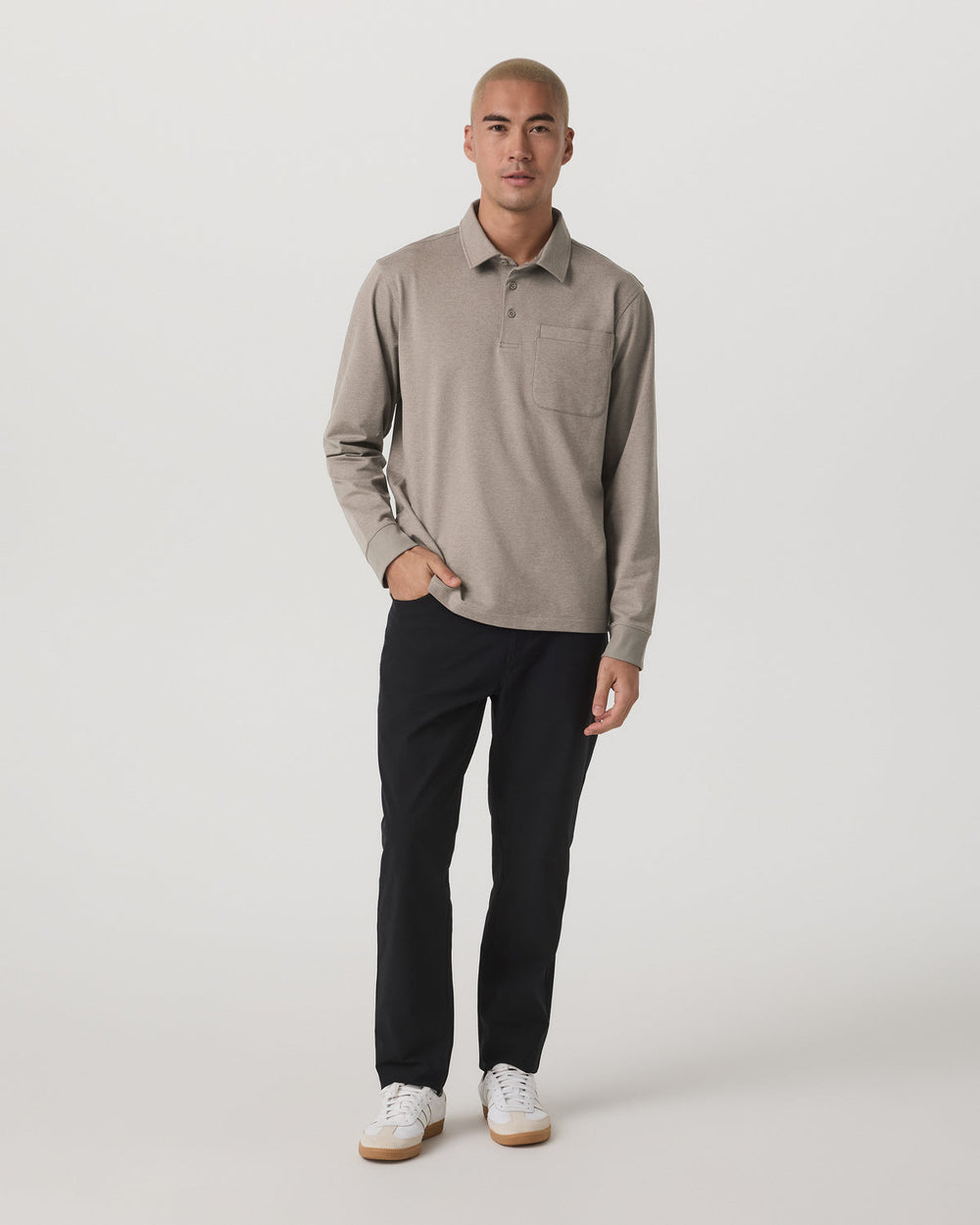 Men's Long Sleeve Coronado Rugby Walnut Heather | Vuori for sale