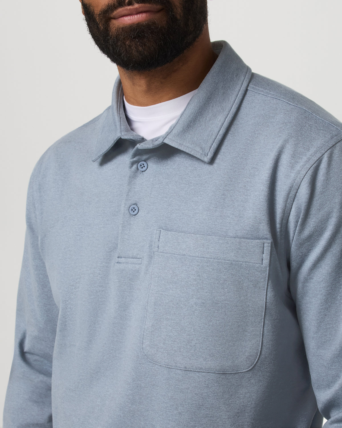 Men's Long Sleeve Coronado Rugby Shirt Blue Dusk Heather | Vuori for sale