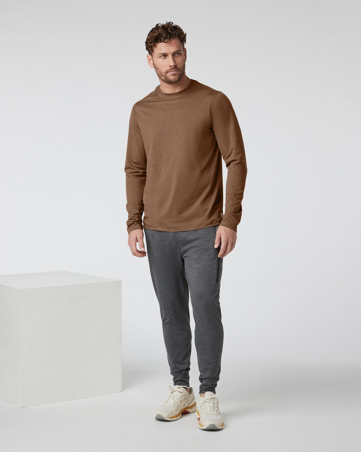 Long Sleeve Ponto Performance Tee Pecan Heather | Vuori shop