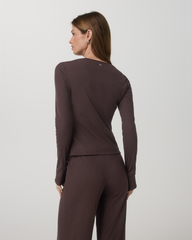 Long Sleeve Pose Twin Cardigan Women's French Roast Top | Vuori onsale